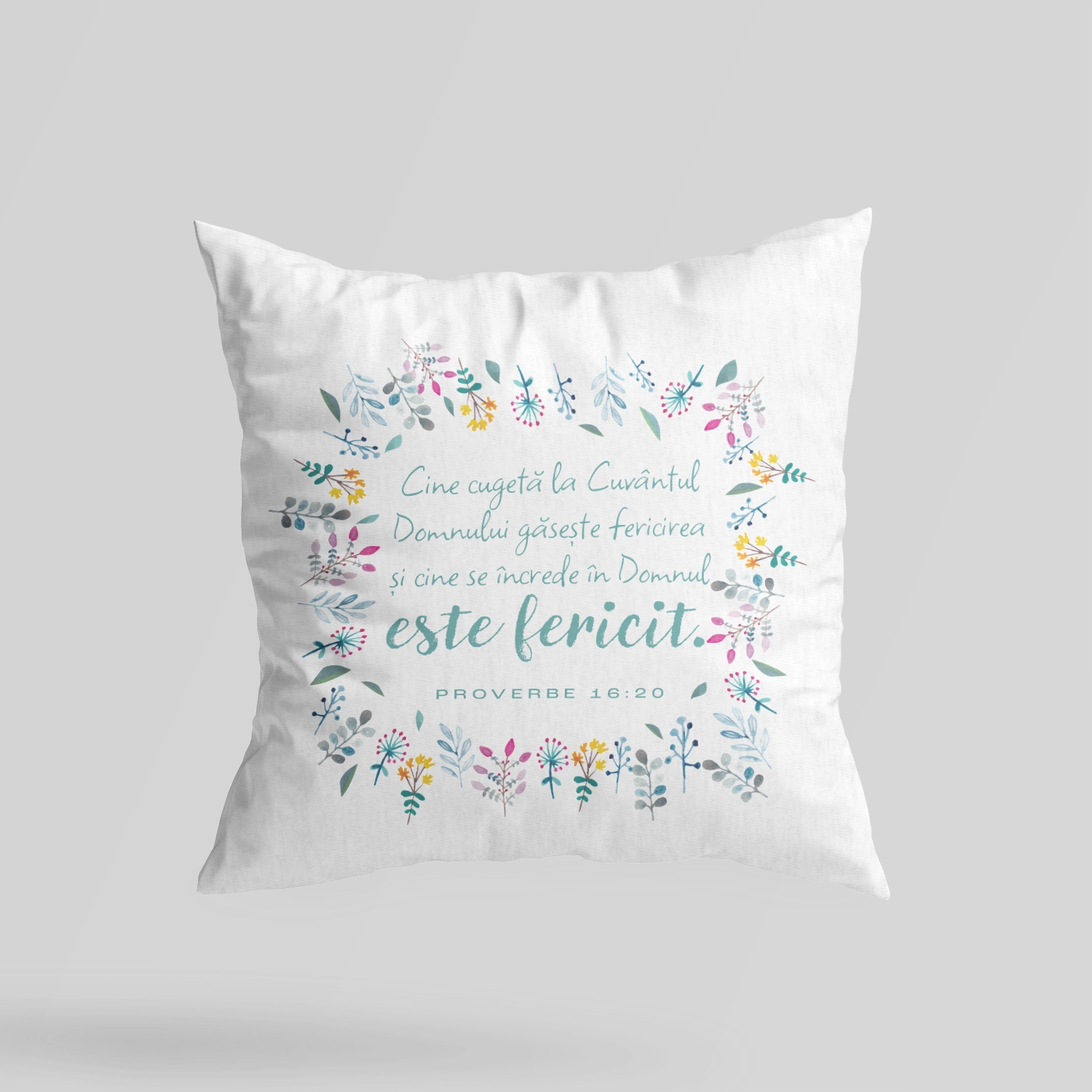 Perna cadou crestin cu verset din Biblie - Proverbe 16:20 Perna cadou crestin cu verset din Biblie - Proverbe 16:20